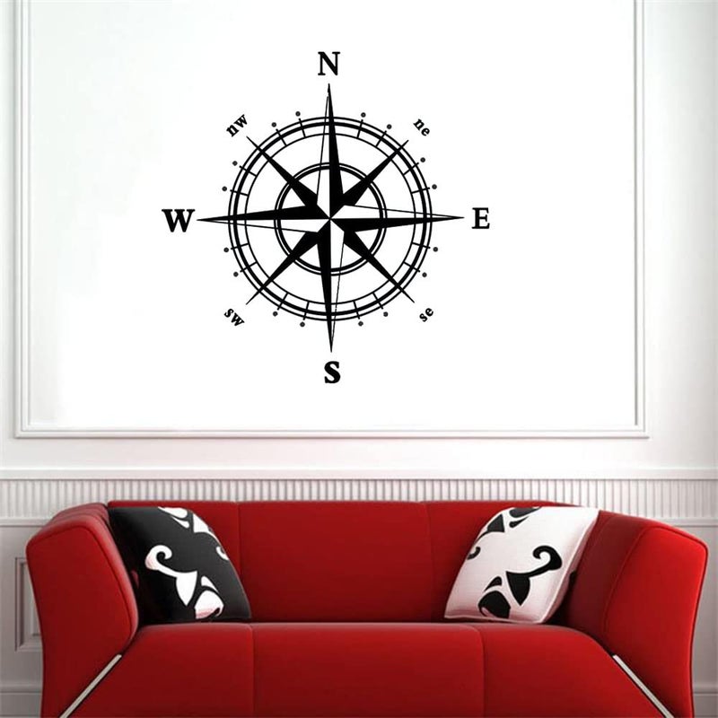 BooDecal Navigation Compass Ocean Wall Decals Stickers Decorations for Living Room Bedroom 20 inches x 20 inches - Image 1